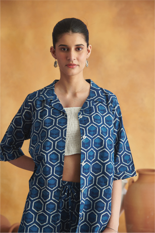 Inayat Lounge Set - Indigo & white