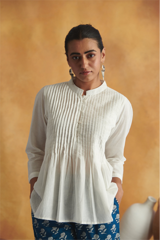Kimaya Co-Ord Set - White & Blue