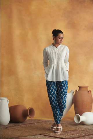 Kimaya Co-Ord Set - White & Blue