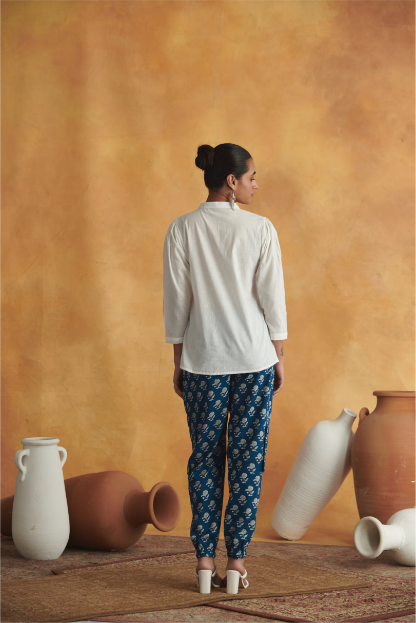 Kimaya Co-Ord Set - White & Blue