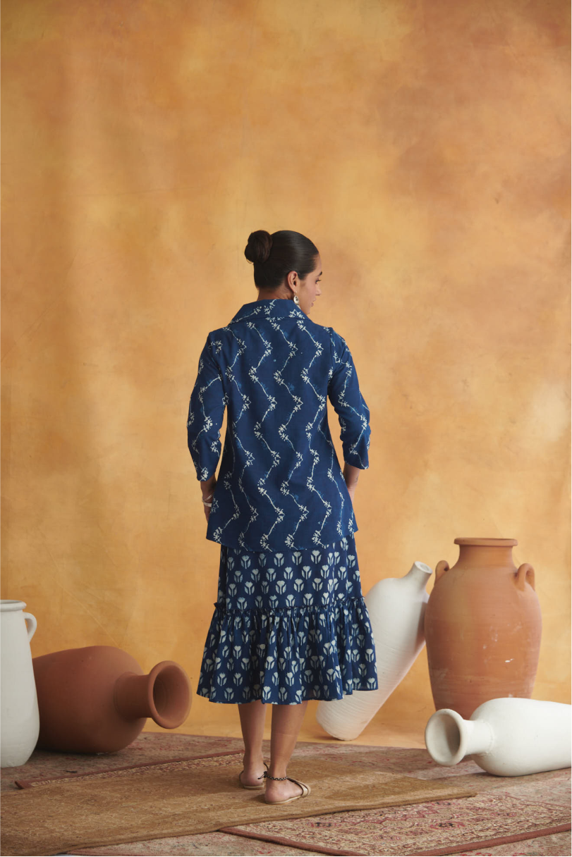 Navya Dress with Jacket - Indigo