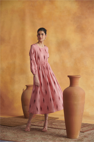 Navya Dress - Peach & Maroon