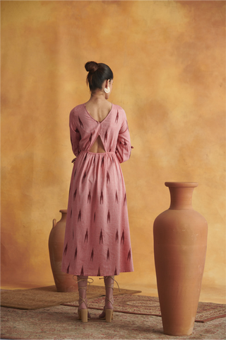 Navya Dress - Peach & Maroon