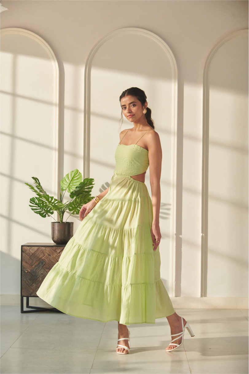 Adah Tiered Dress - Green