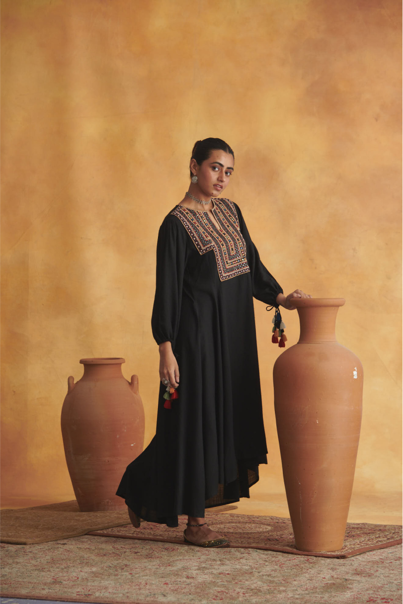 Kashvi Emroidered Dress - Black