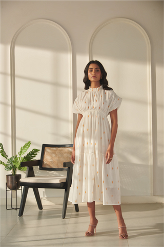 Navya Ikat Dress - Off White