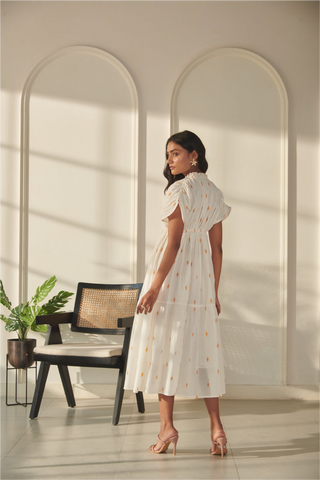 Navya Ikat Dress - Off White