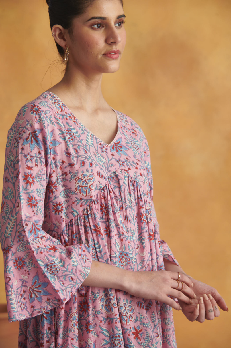 Nehmat Oversized Kurta Dress - Pink