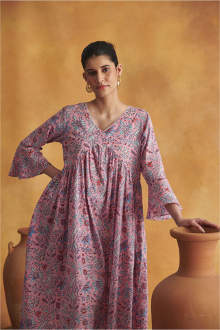 Nehmat Oversized Kurta Dress - Pink