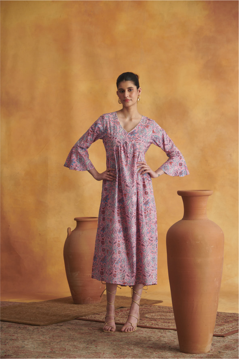 Nehmat Oversized Kurta Dress - Pink