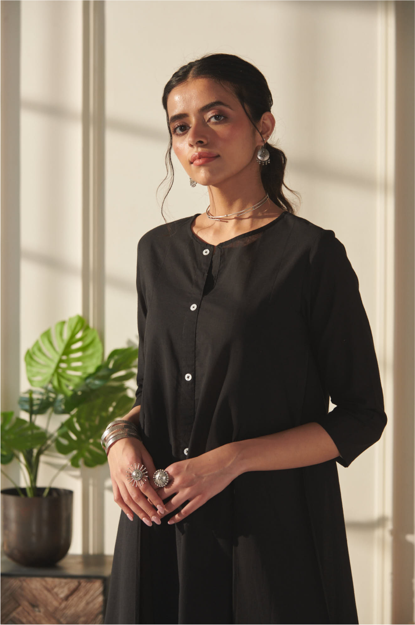 Nehmat Oversized Kurta Dress - Black