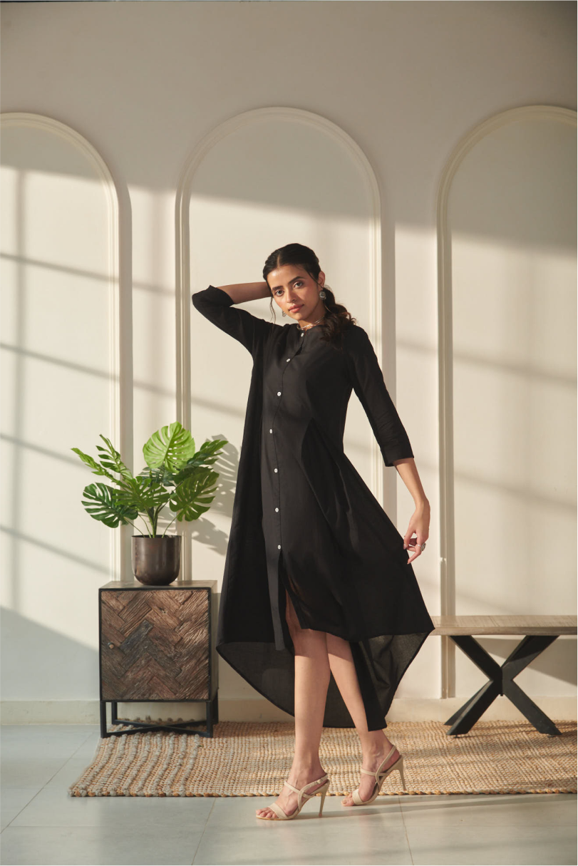 Nehmat Oversized Kurta Dress - Black