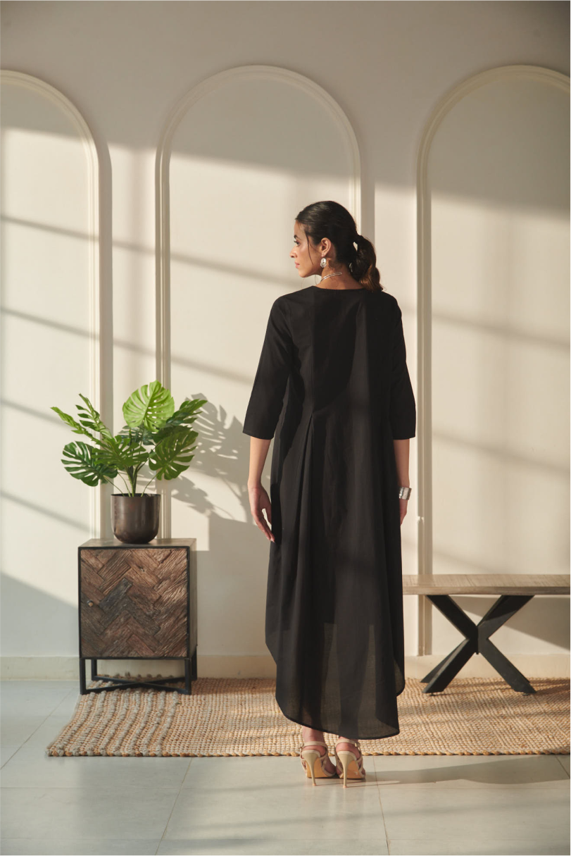Nehmat Oversized Kurta Dress - Black