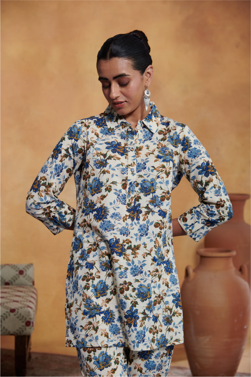 Renee Lounge Set - Beige & Blue