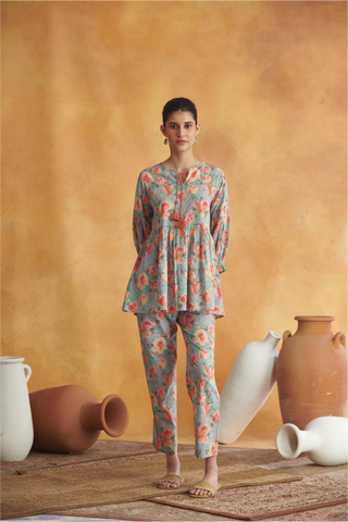 Renee Lounge Set - Grey & Peach