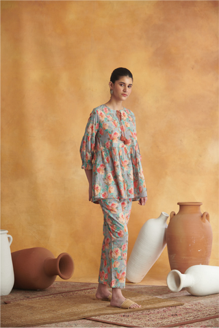 Renee Lounge Set - Grey & Peach