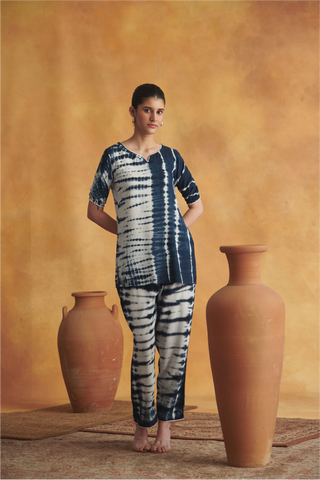 Kaia Lounge Set - Off white & Blue
