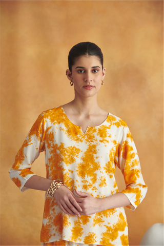 Rhea Lounge Set - Orange & Off White Tie Dye
