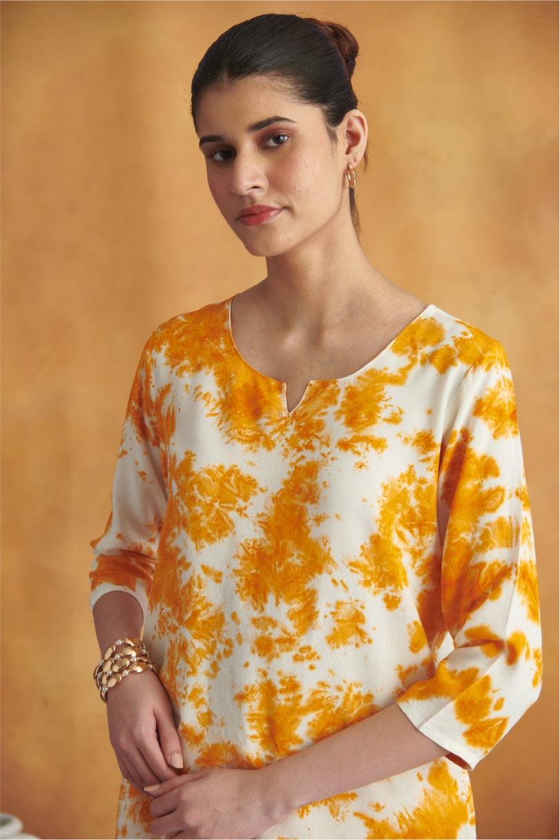 Rhea Lounge Set - Orange & Off White Tie Dye