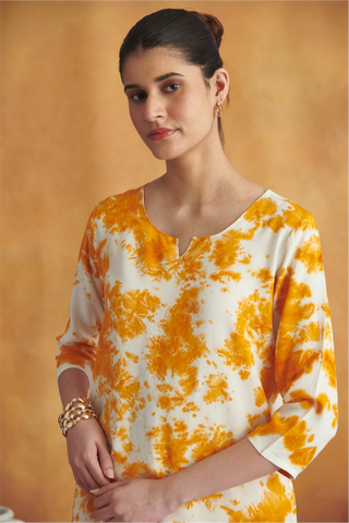 Rhea Lounge Set - Orange & Off White Tie Dye