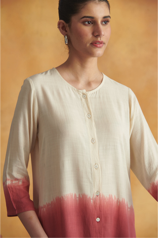 Rhea Lounge Set - Cream & Maroon Tie Dye