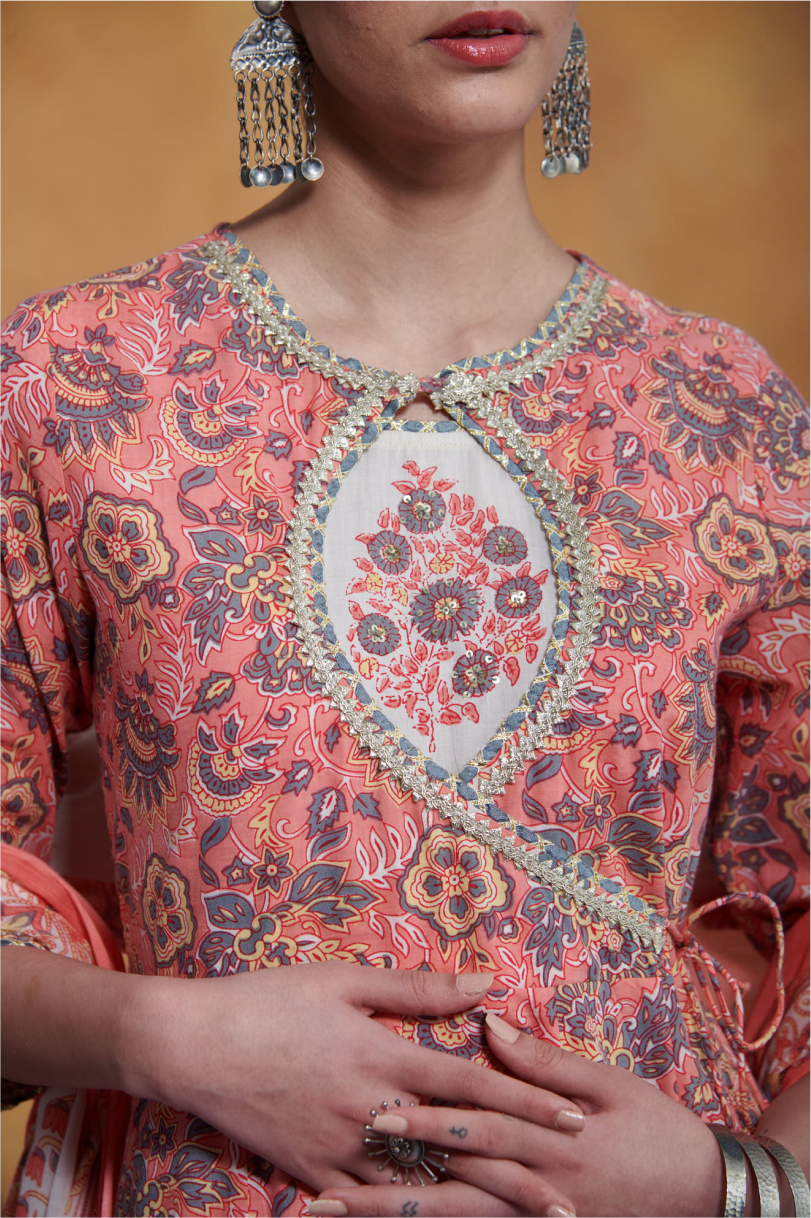 Ira Kurta Set - Coral