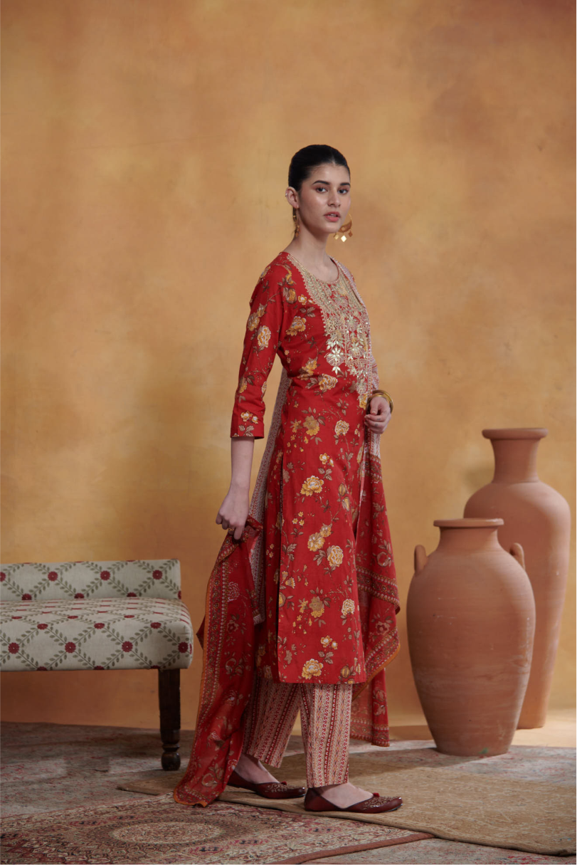 Ira Kurta Set - Red